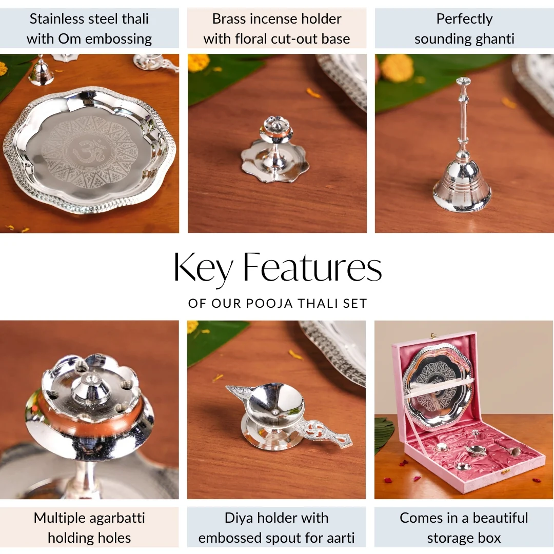 Pushpanjali Offering Pooja Thali Set Of 6 - Image 5