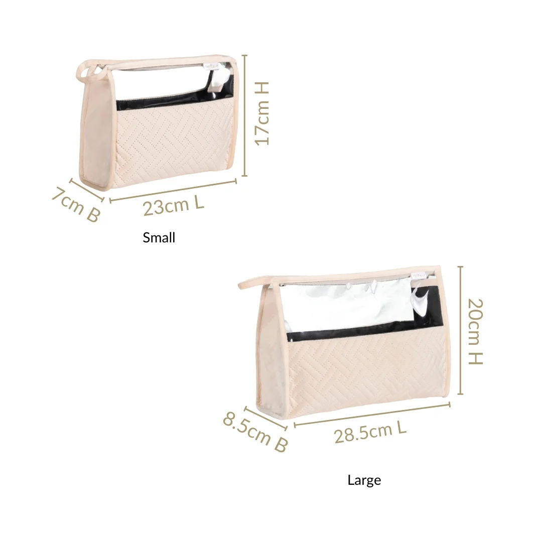 Quilted Cream White Nesting Travel Pouch Set Of 2 - Image 3