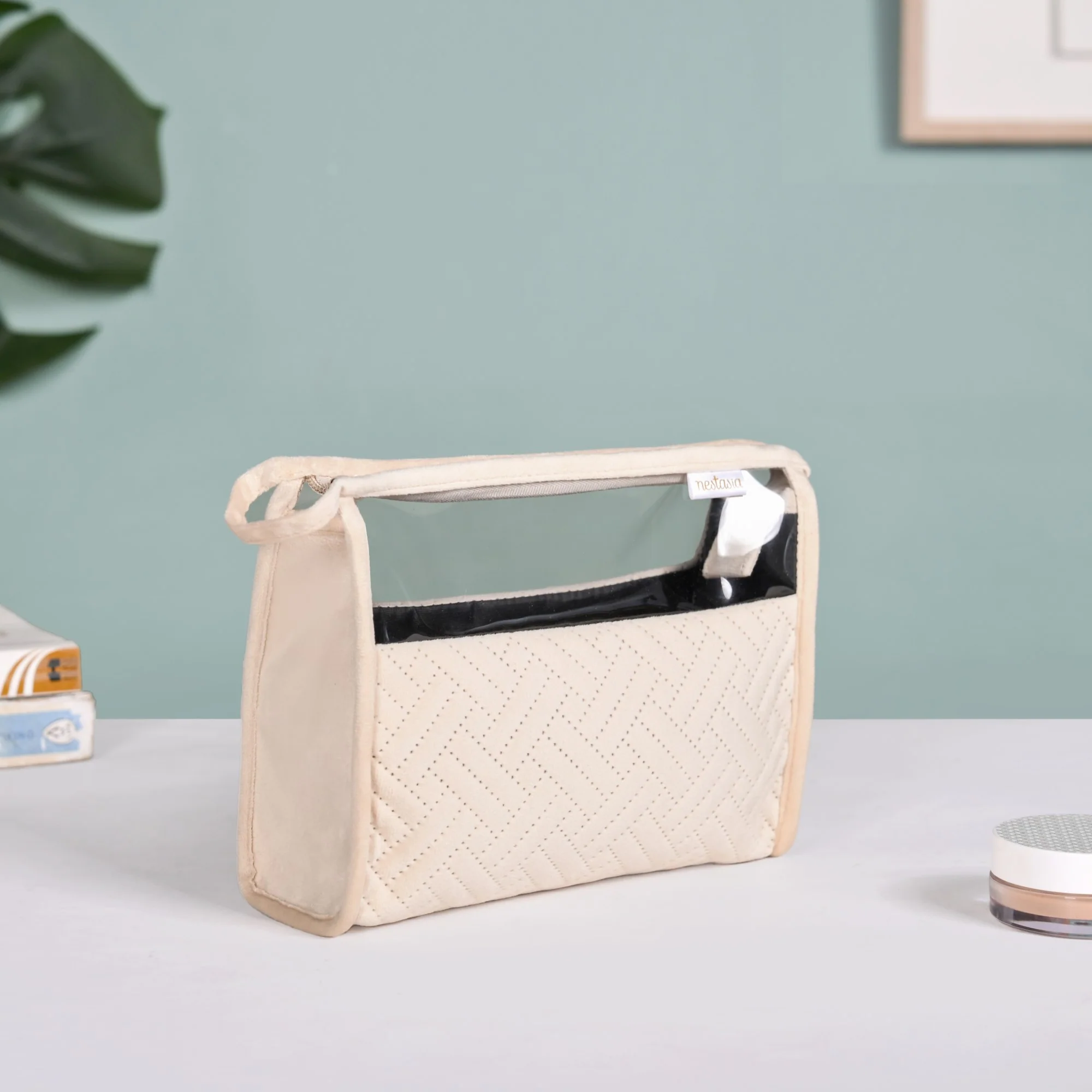 Quilted Cream White Nesting Travel Pouch Set Of 2 - Image 7