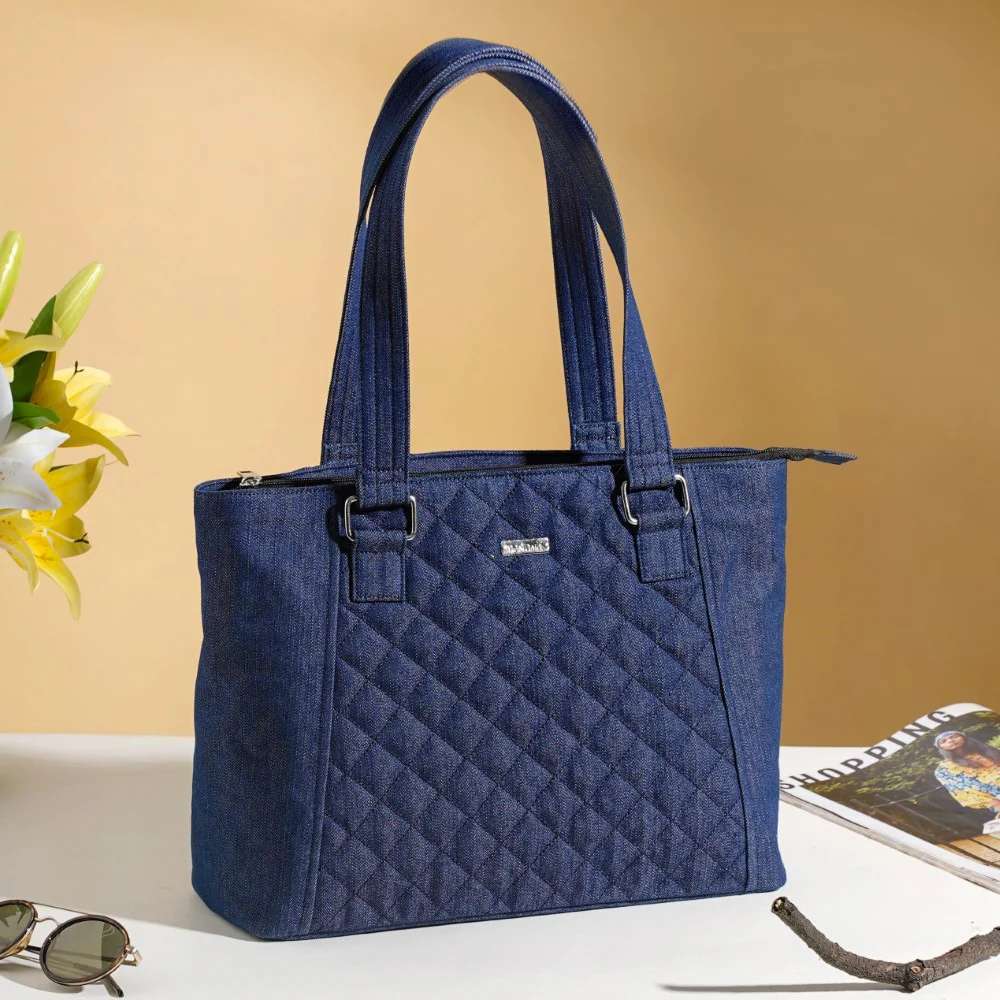 Quilted Denim Handbag - Image 2
