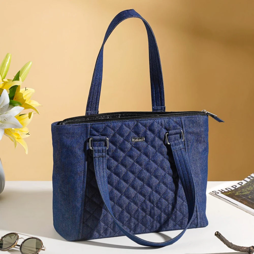 Quilted Denim Handbag - Image 6