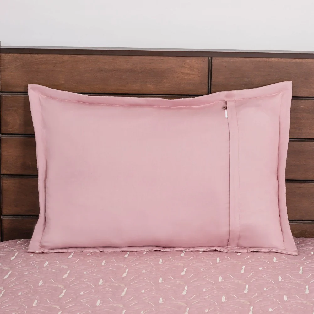 Quilted Leaf Pattern Bed Cover King Size Pink - Image 7
