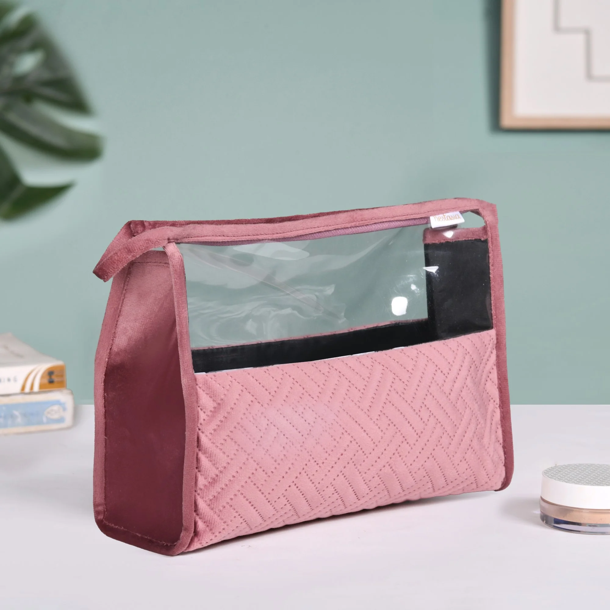Quilted Travel Organisers Set Of 2 Old Rose Pink - Image 6