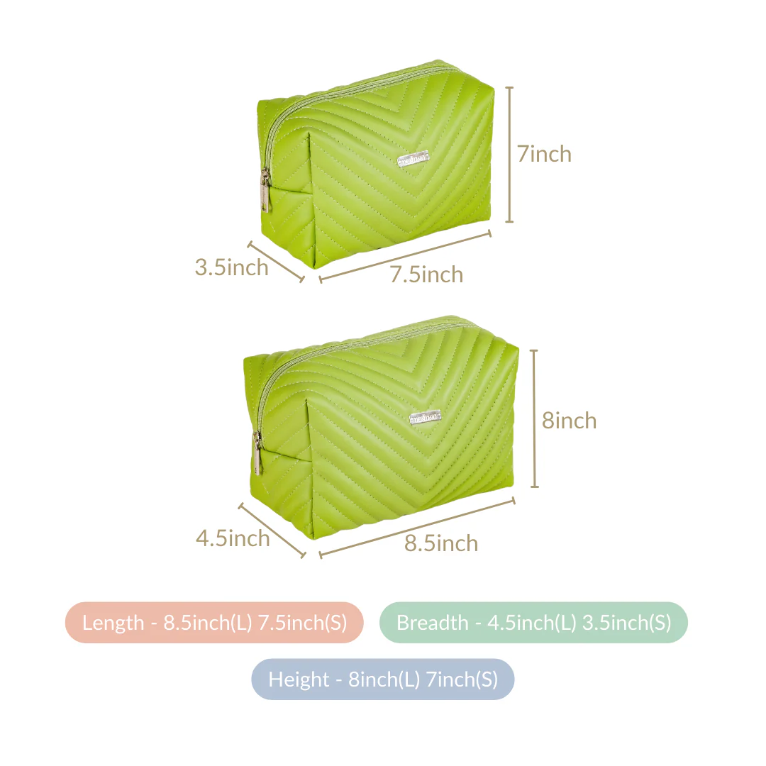 Quilted Vegan Leather Makeup Organizer Set Of 2 Green - Image 5