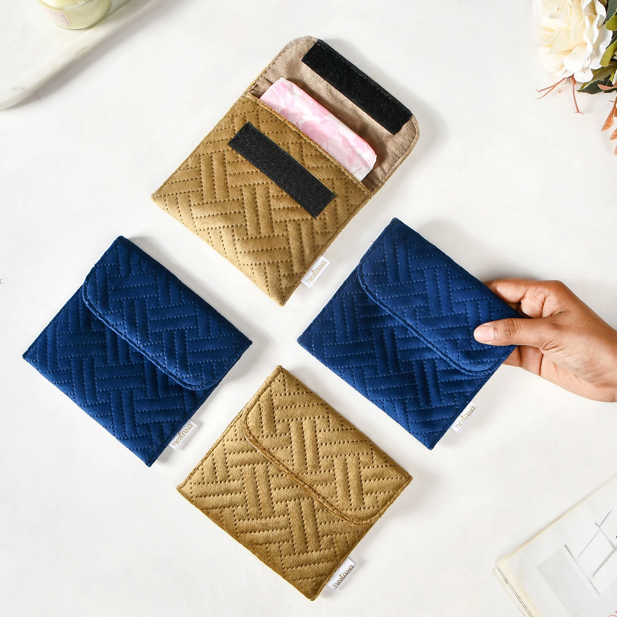 Quilted Versatile Small Makeup Pouch Set Of 4 - Image 6