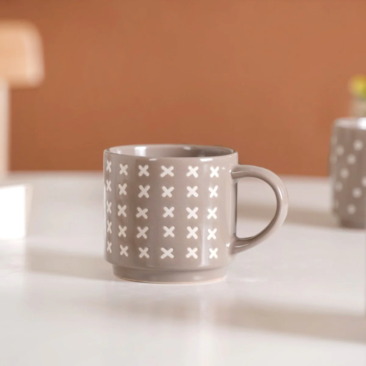 Quirky Beige Stackable Cups Set Of 4 220ml - Image 10