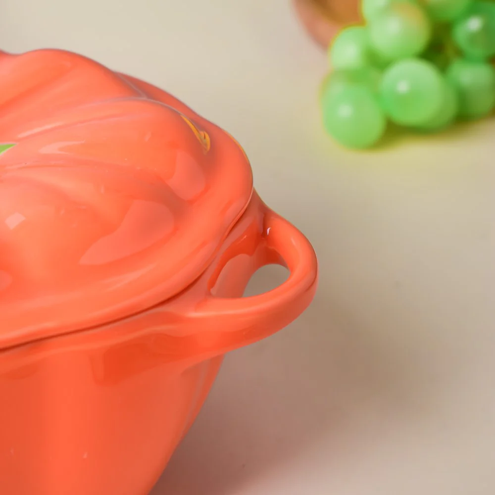 Quirky Pumpkin Bowl With Lid Orange 350 ml - Image 5