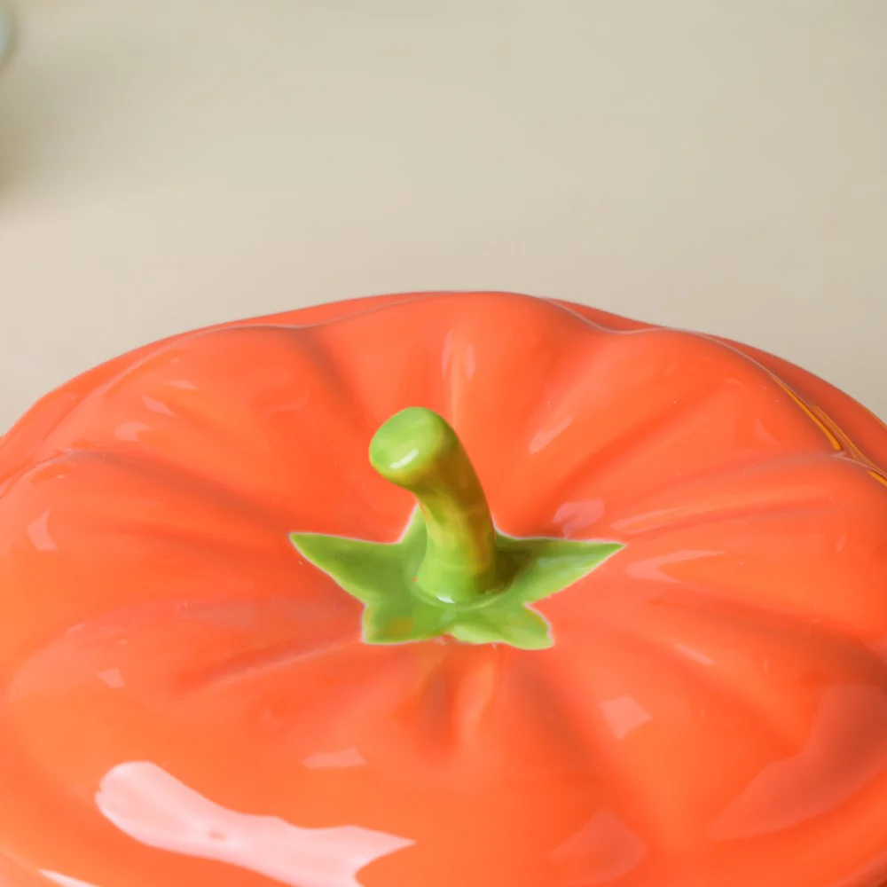 Quirky Pumpkin Bowl With Lid Orange 350 ml - Image 7