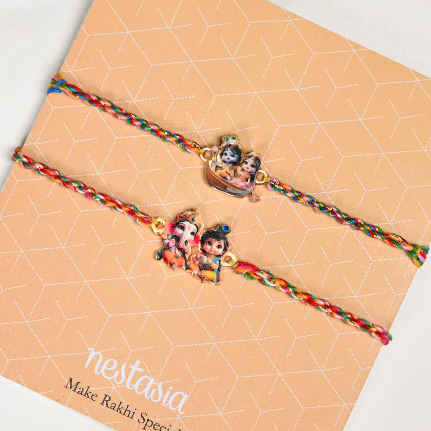 Radha Krishna And Ganesh Krishna Rakhi Gift Set - Image 6