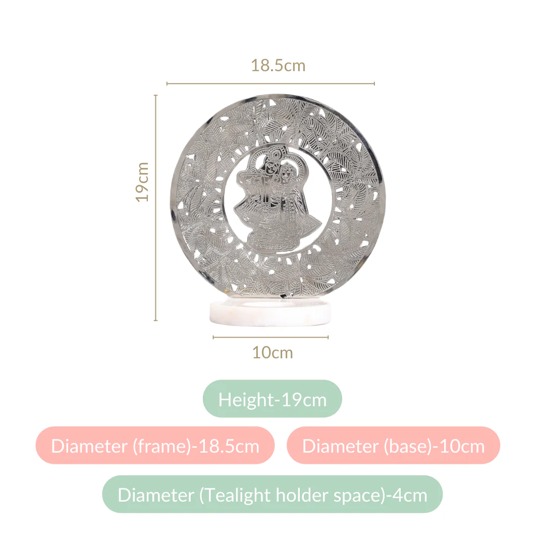 Radha Krishna Pure Brass Tealight Candle Holder - Image 4