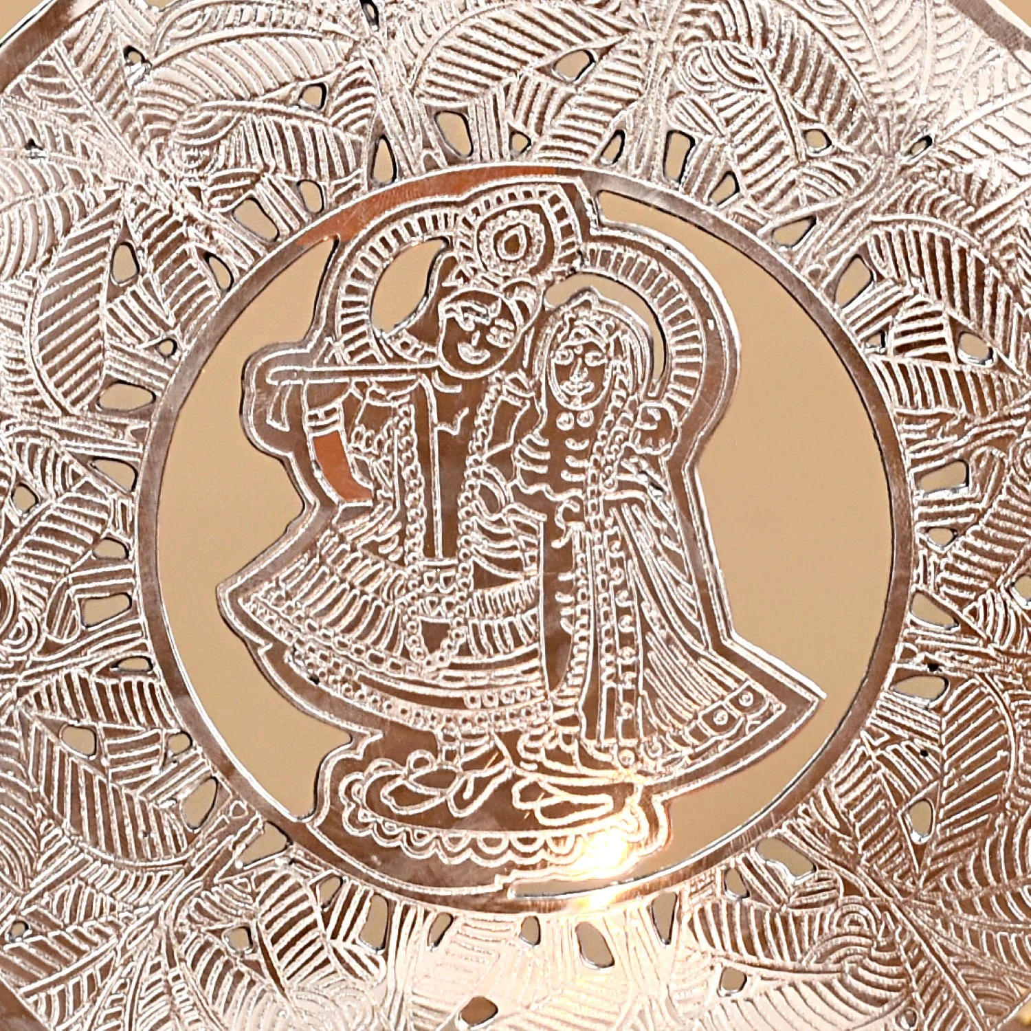 Radha Krishna Pure Brass Tealight Candle Holder - Image 7