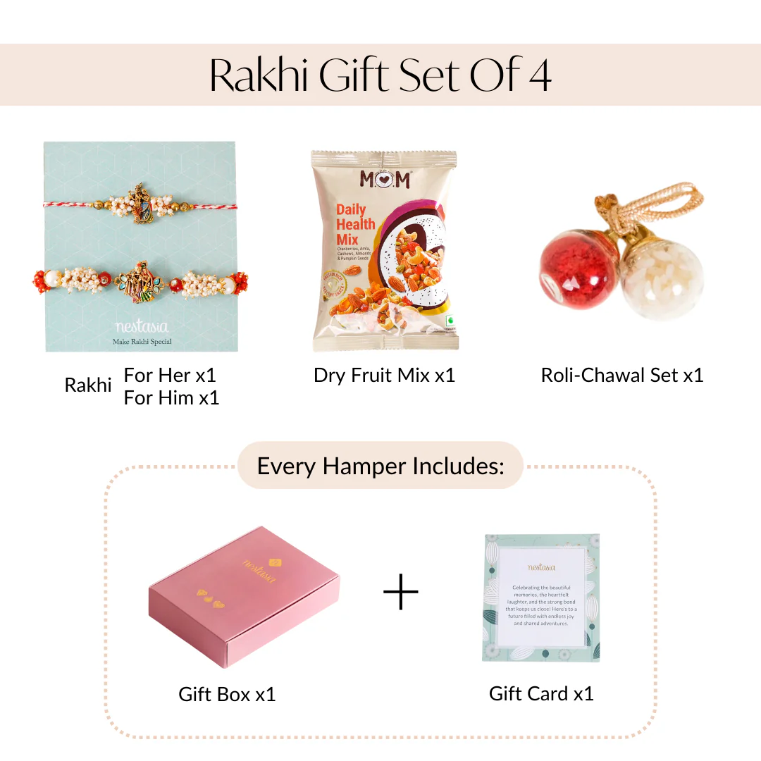 Radha Krishna Rakhi Gift Set For Bhaiya Bhabhi - Image 5