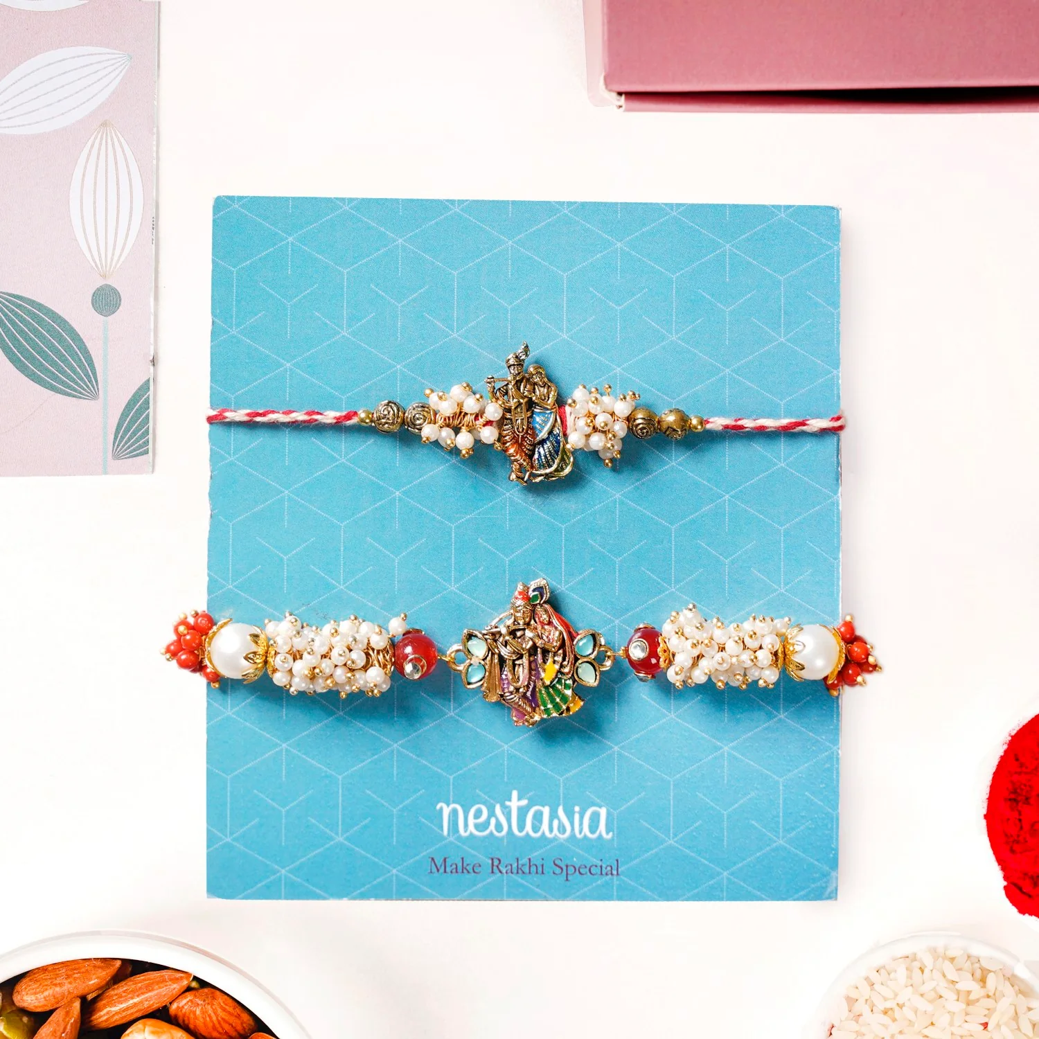 Radha Krishna Rakhi Gift Set For Bhaiya Bhabhi - Image 8