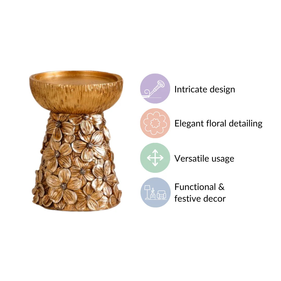 Antique Bronze Floral Candle Holder - Image 4