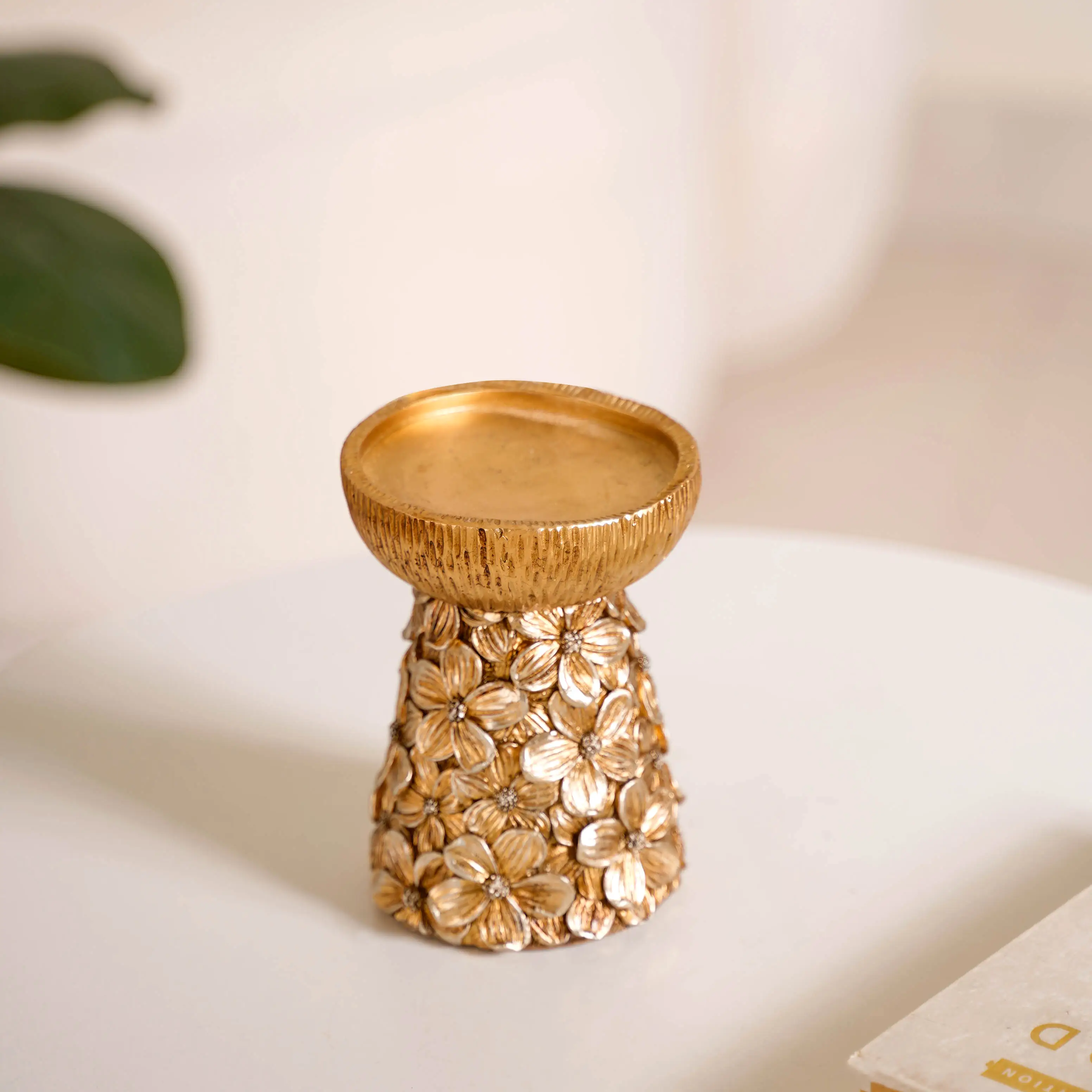 Antique Bronze Floral Candle Holder - Image 8
