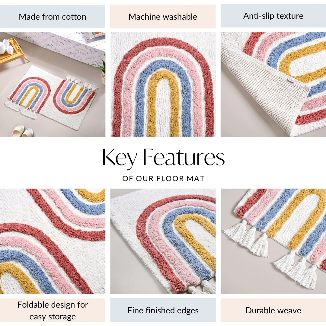 Rainbows With Tassels Cotton Anti Slip Floor Mat 84x51cm - Image 3