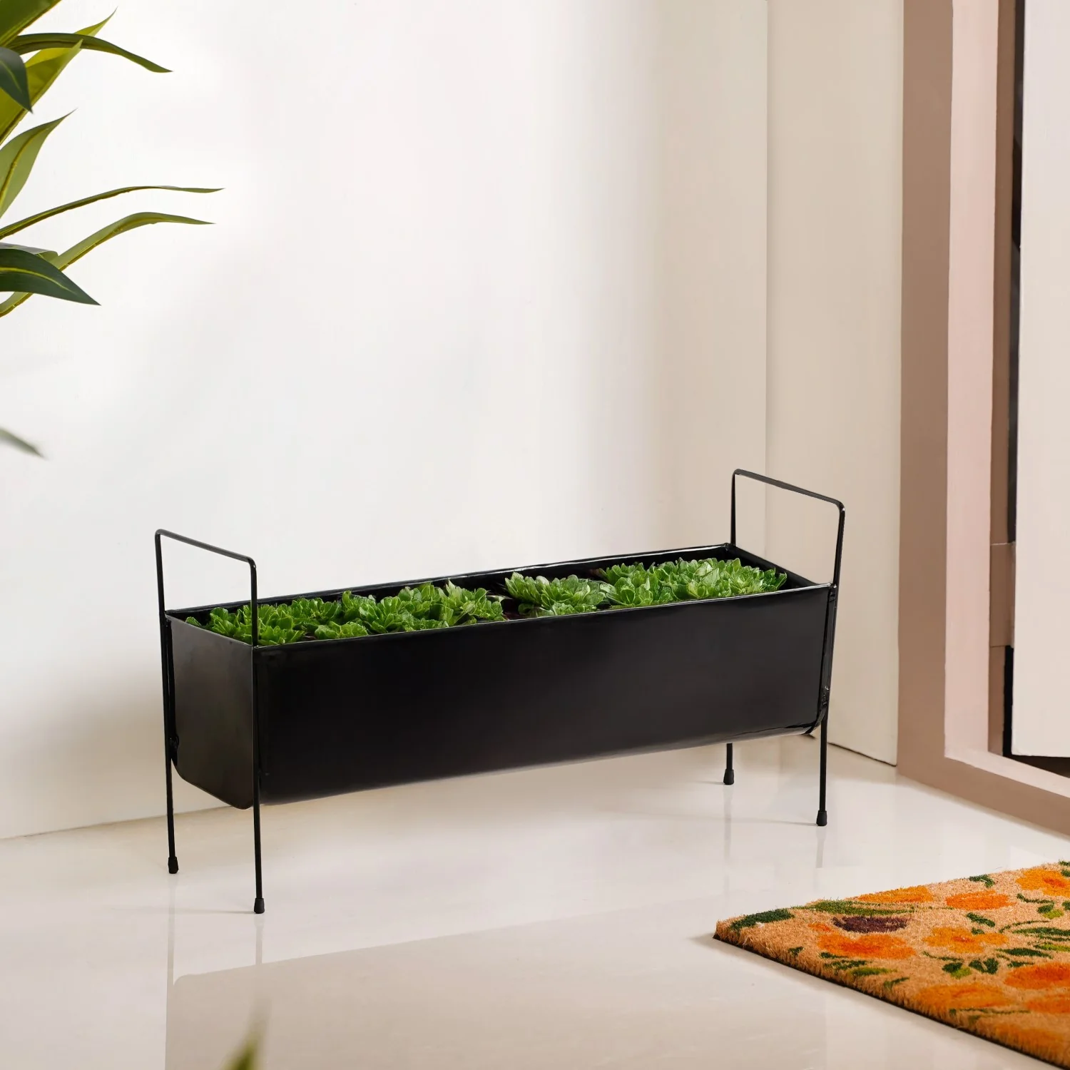 Raised Iron Trough Planter With Handle Black - Image 10