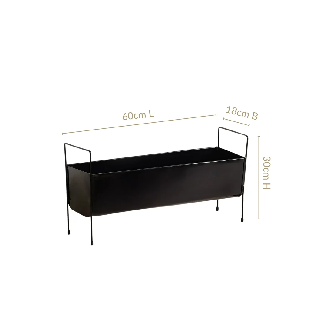 Raised Iron Trough Planter With Handle Black - Image 4