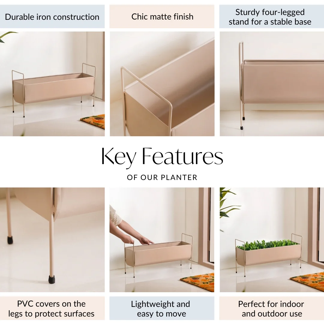 Raised Trough Planter With Handle Beige - Image 4