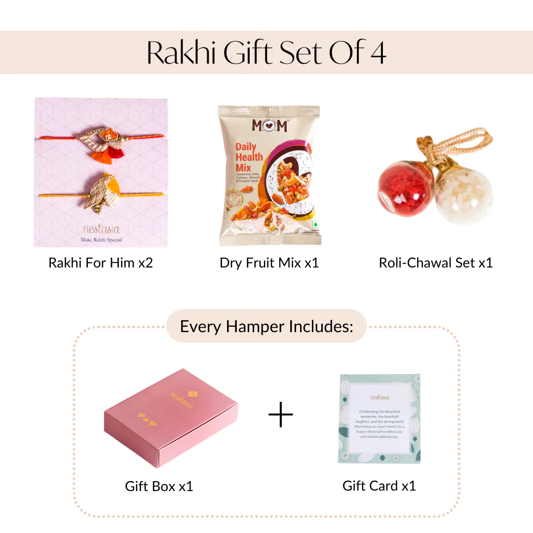Rakhi For Brother Set Of 4 With Gift Box And Card - Image 6