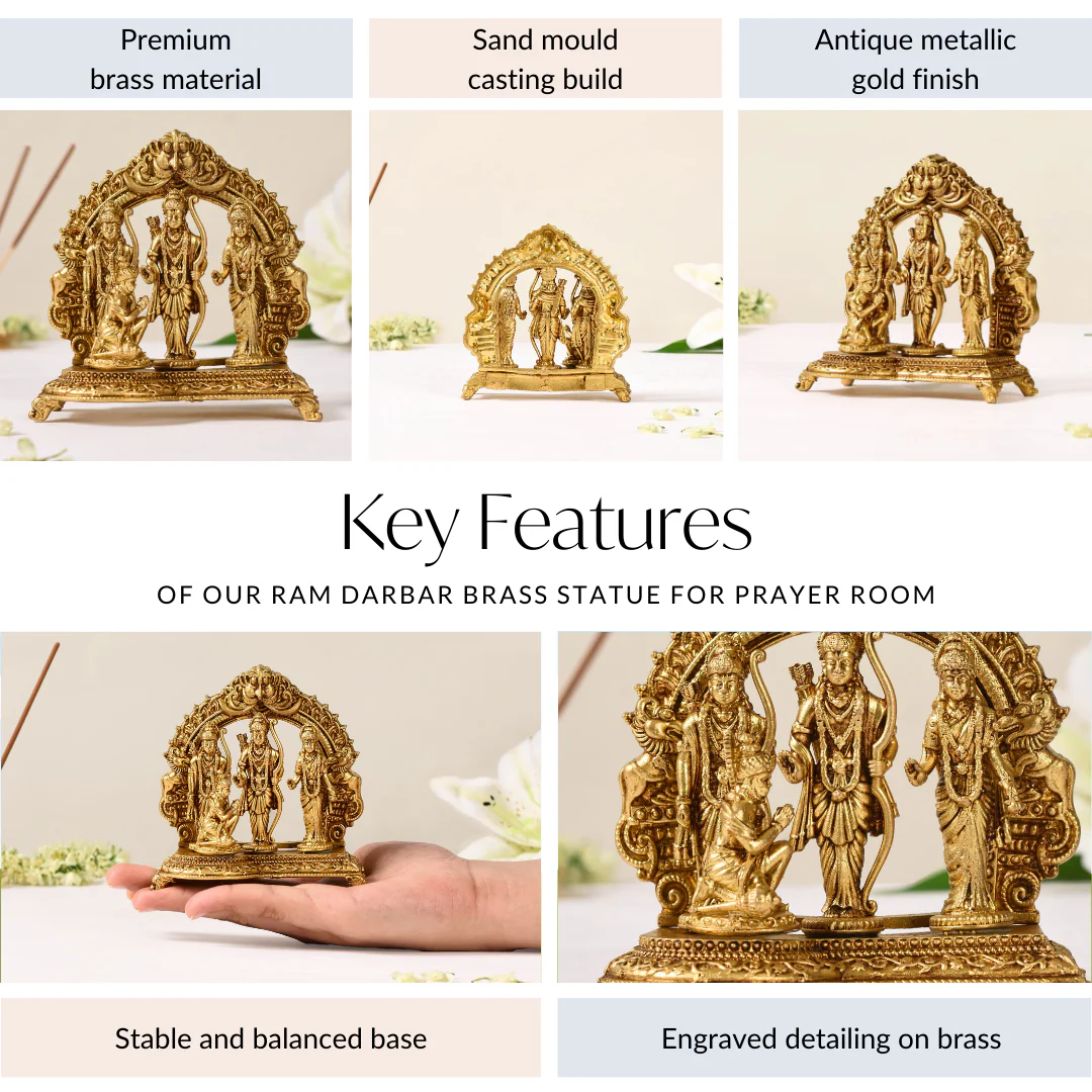 Pure Brass Ram Darbar Brass Statue 10cm - Image 5