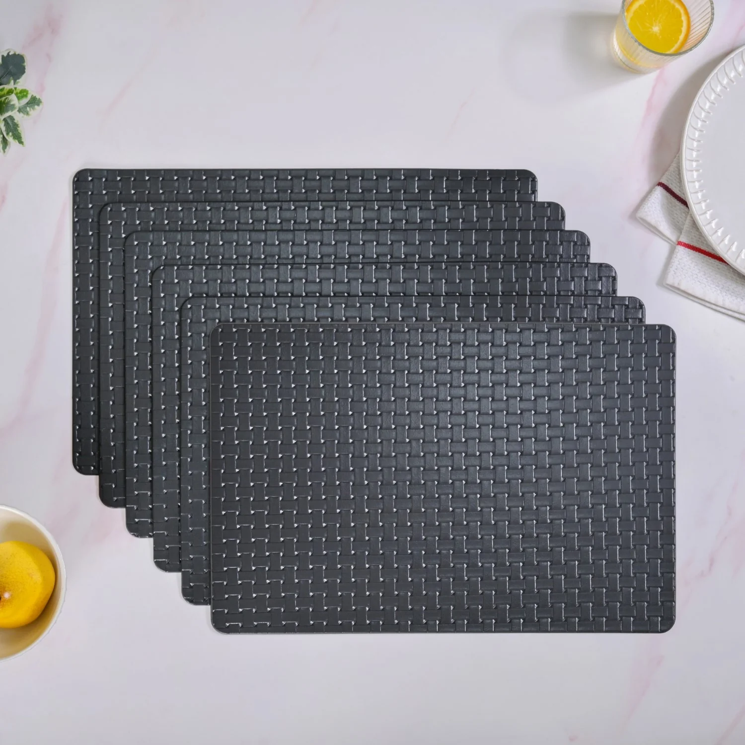Raven Black Weave Placemat Set Of 6 - Image 8