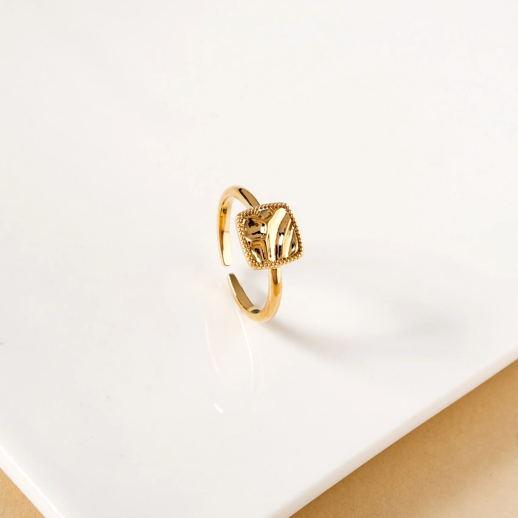 Raw Charm Hammered Gold Ring - Image 5