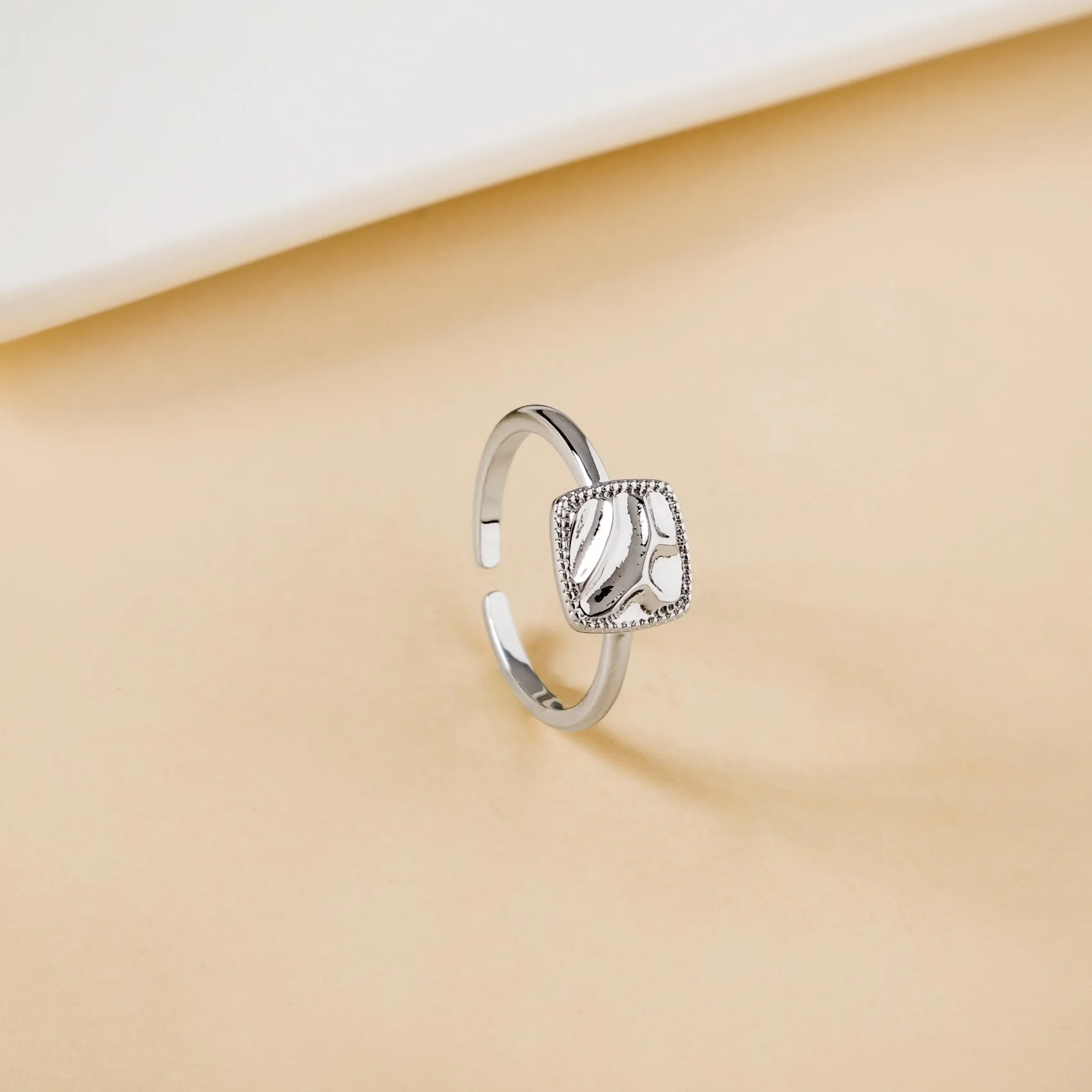 Raw Charm Hammered Silver Ring - Image 5