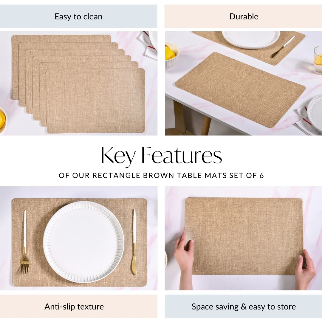 Rectangle Brown Table Mat Set Of 6 - Image 5