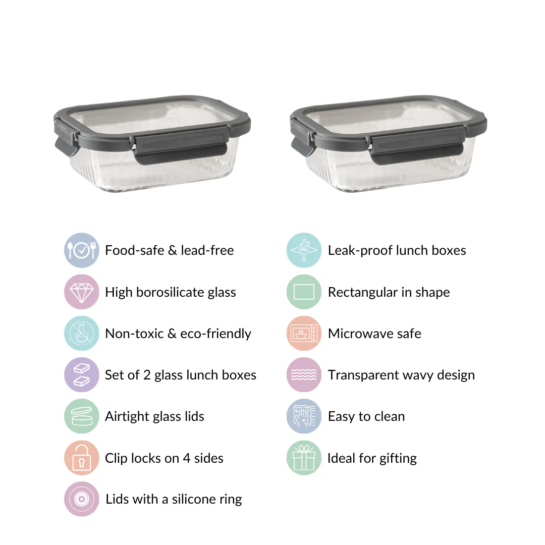 Rectangle Glass Lock Box Set Of 2 Fluted 640ml - Image 6