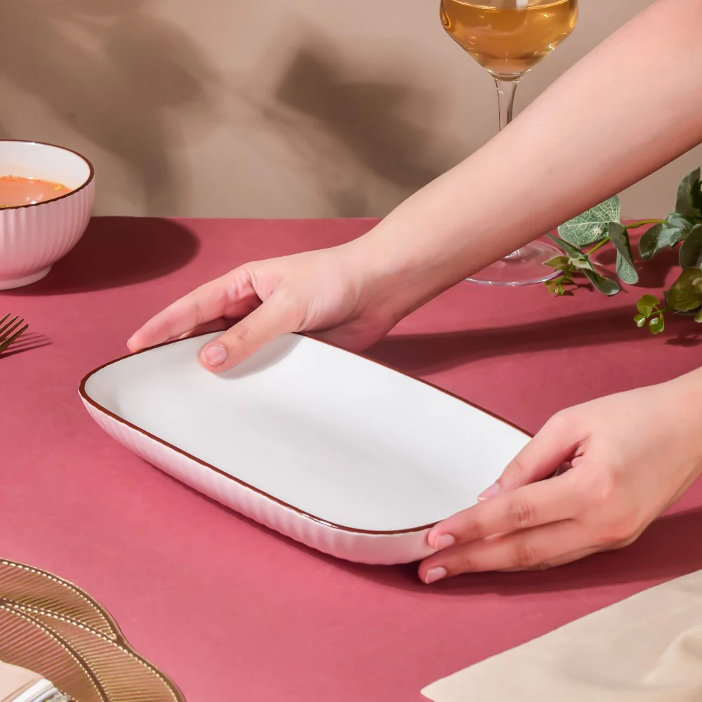 Dune Rectangle Serving Plate Pink 10 Inch - Image 3