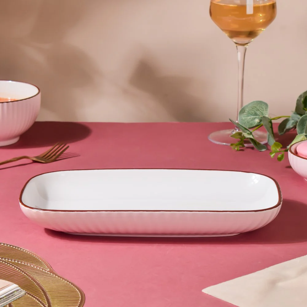 Dune Rectangle Serving Plate Pink 10 Inch - Image 4