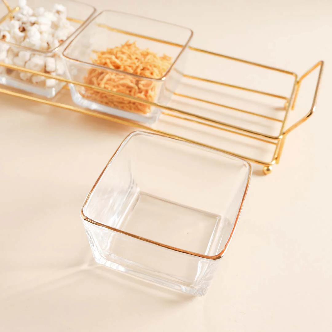 Rectangle Tray with Glass Bowls Set of 3 - Image 13