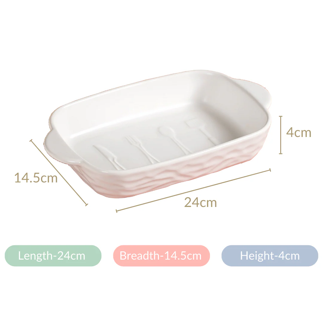 Rectangular Ceramic Baking Dish With Handle White 650 ml - Image 10