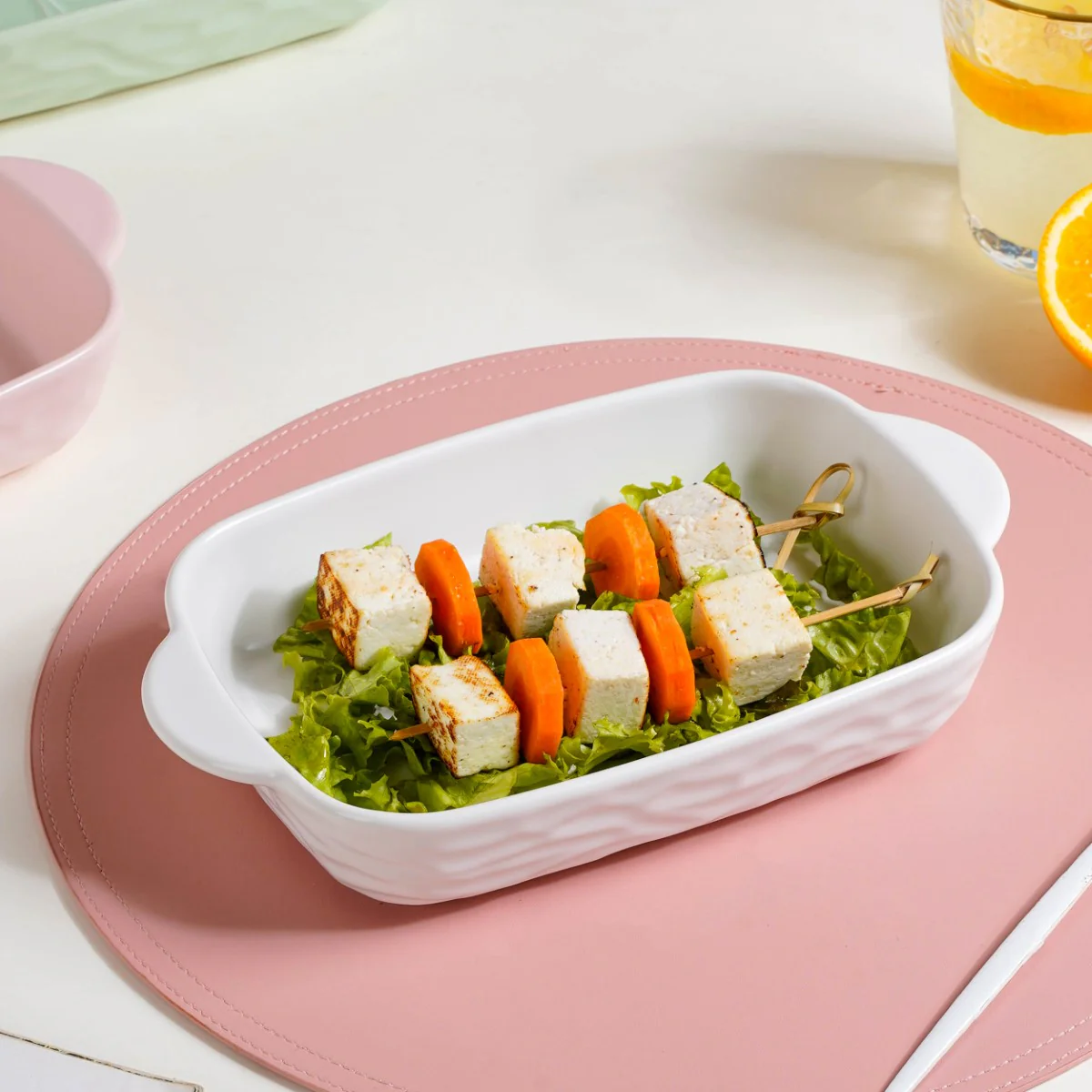 Rectangular Ceramic Baking Dish With Handle White 650 ml - Image 2