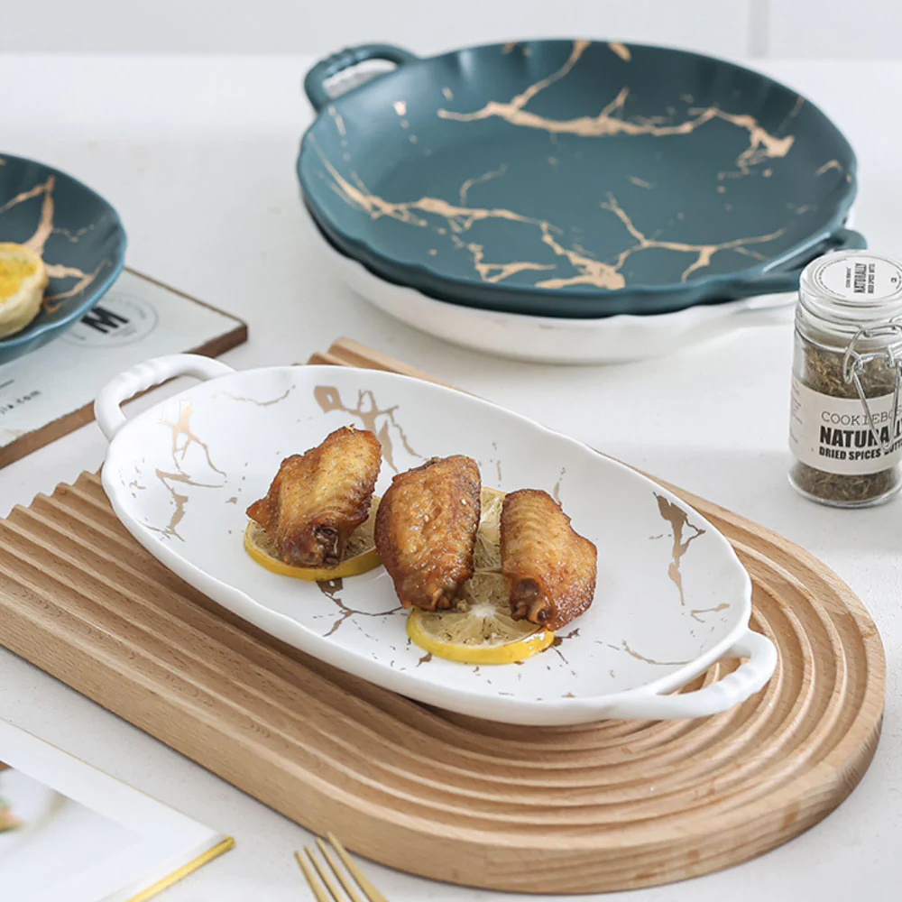Rectangular Ceramic Serving Plate With Handle - Image 5