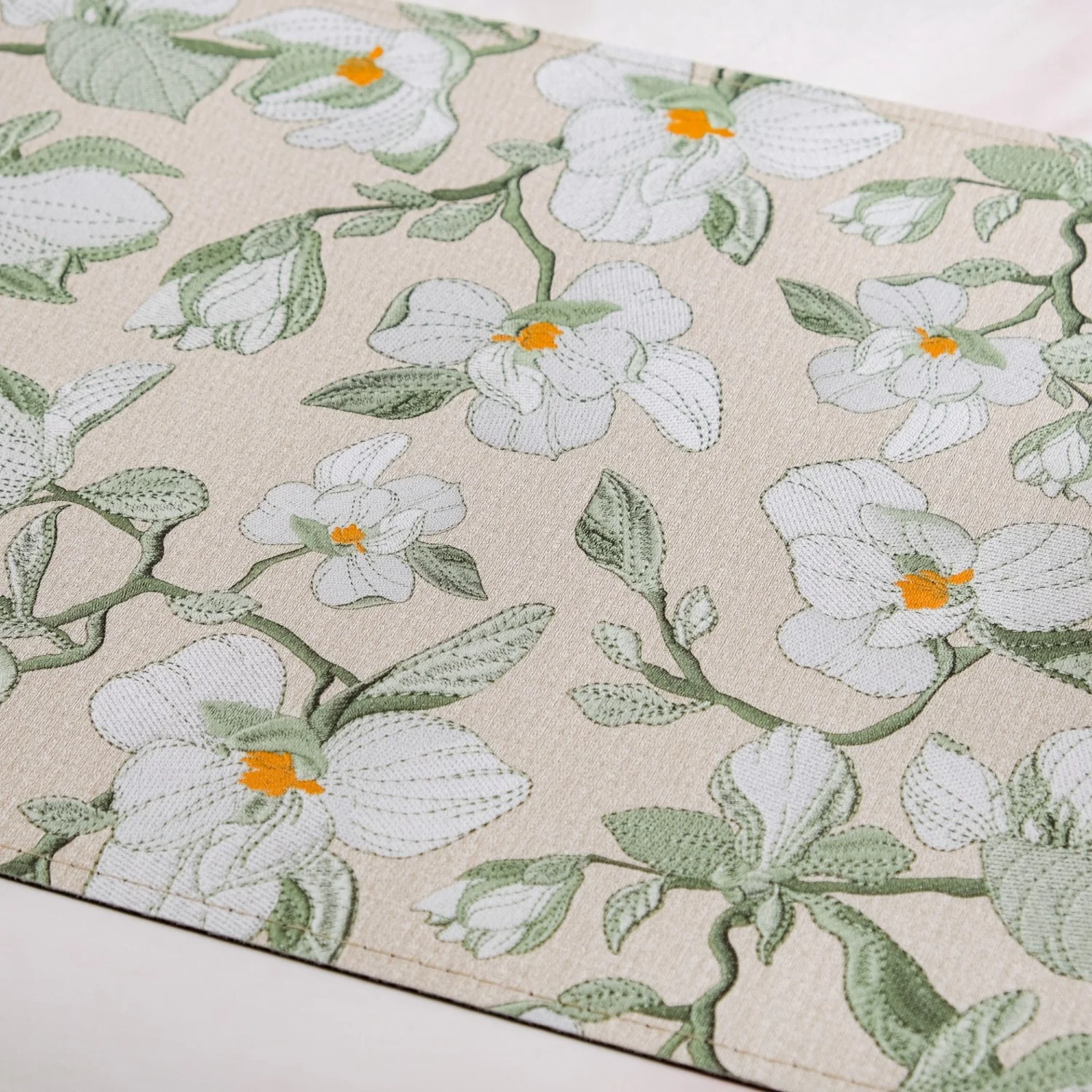 Rectangular Green Poppy Printed Placemats Set Of 6 - Image 6