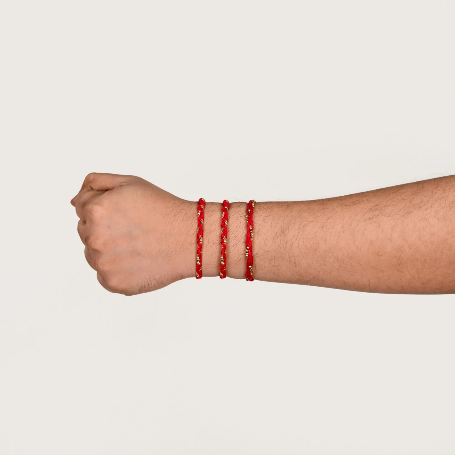 Red and Golden Braided Rakhi Gift Set Of 3 - Image 3