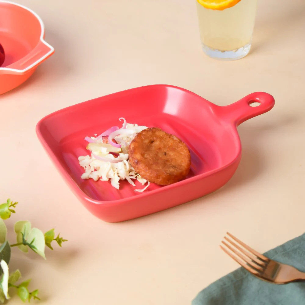 Red Ceramic Grill Plate - Image 5