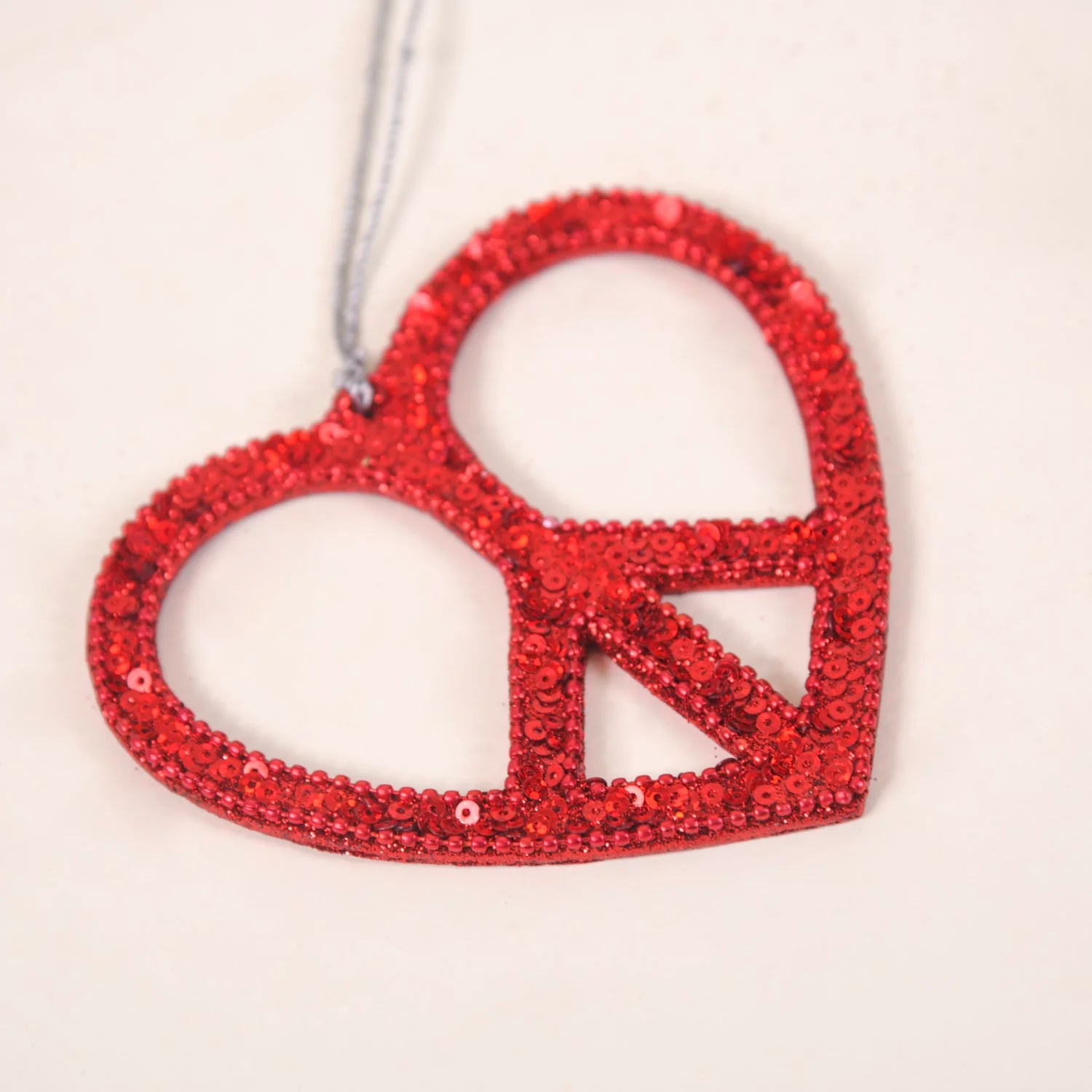 Red Christmas Snowflake Heart Ornaments Set of 2 - Image 10