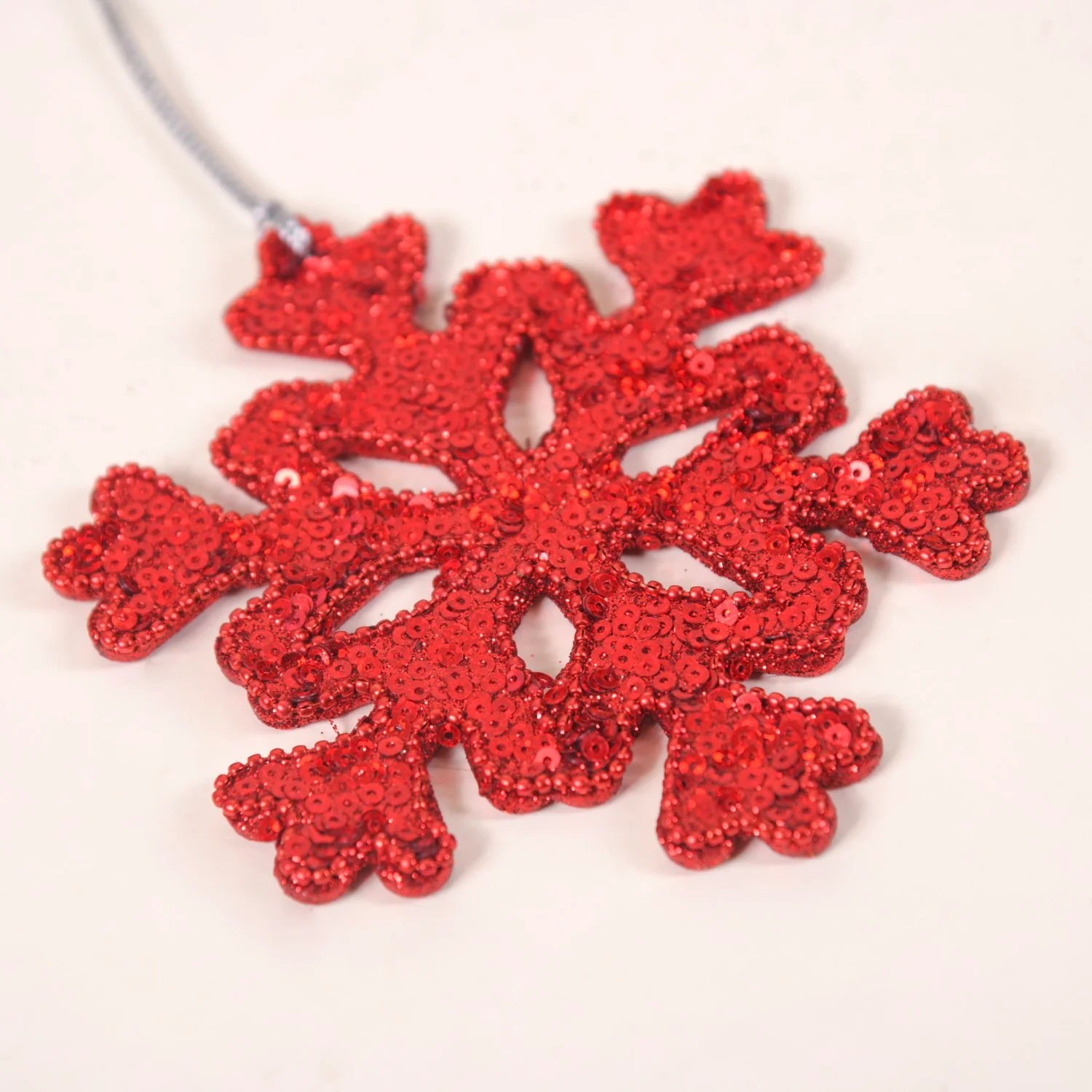 Red Christmas Snowflake Heart Ornaments Set of 2 - Image 9