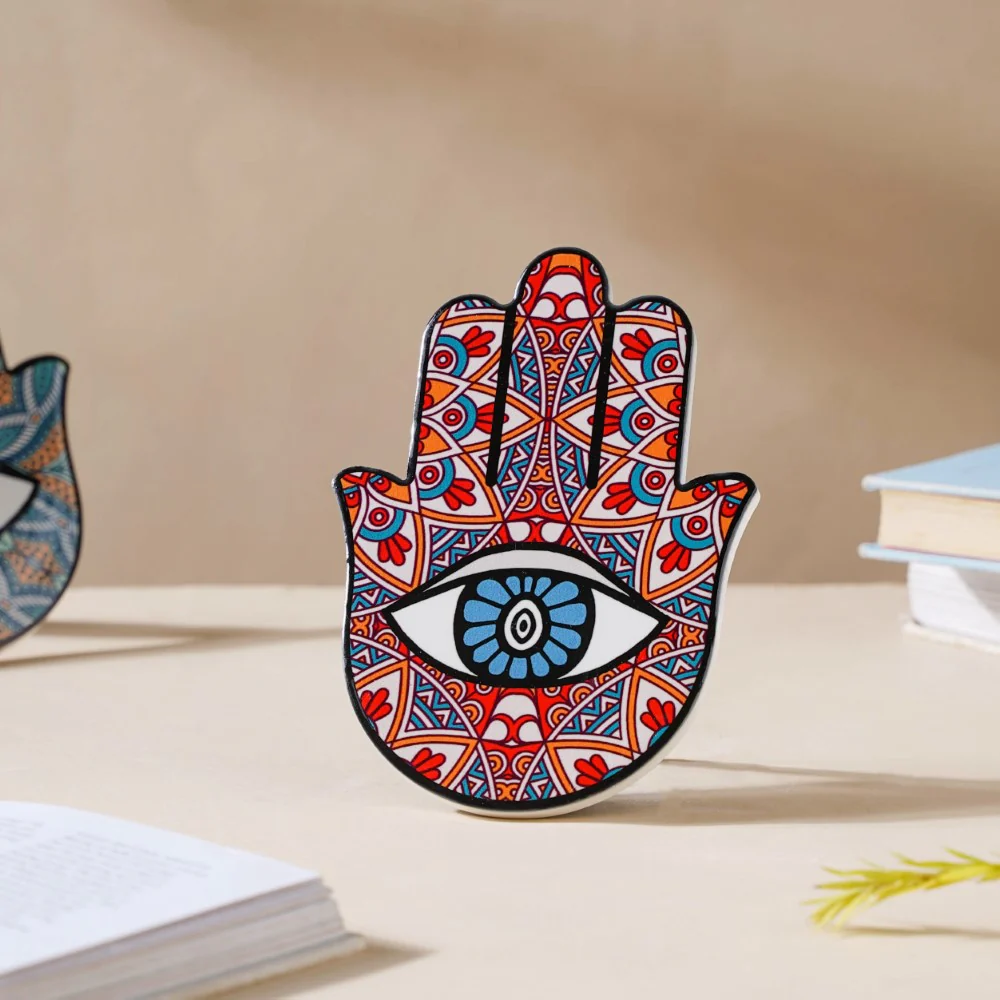Red Healing Hamsa Hand Decor With Stand - Image 3
