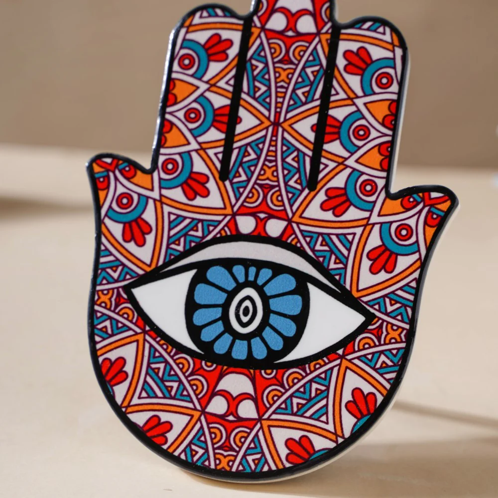 Red Healing Hamsa Hand Decor With Stand - Image 4
