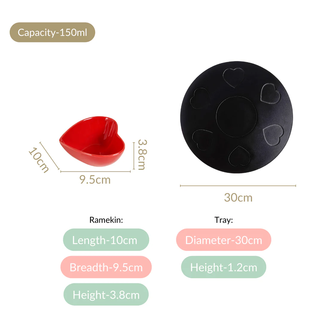Red Heart Ceramic Fondue Set - Image 6