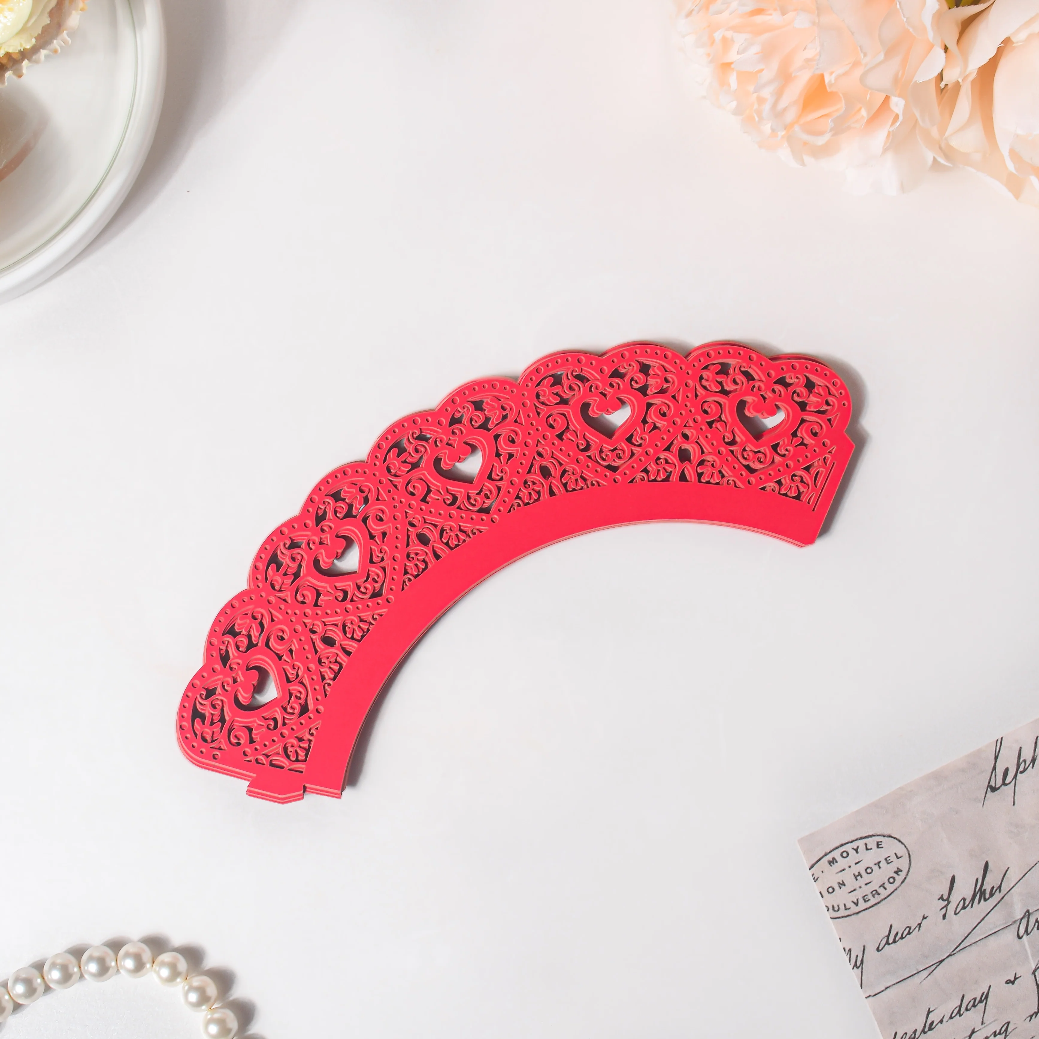 Red Heart Lace Cupcake Wrapper Set Of 20 - Image 4