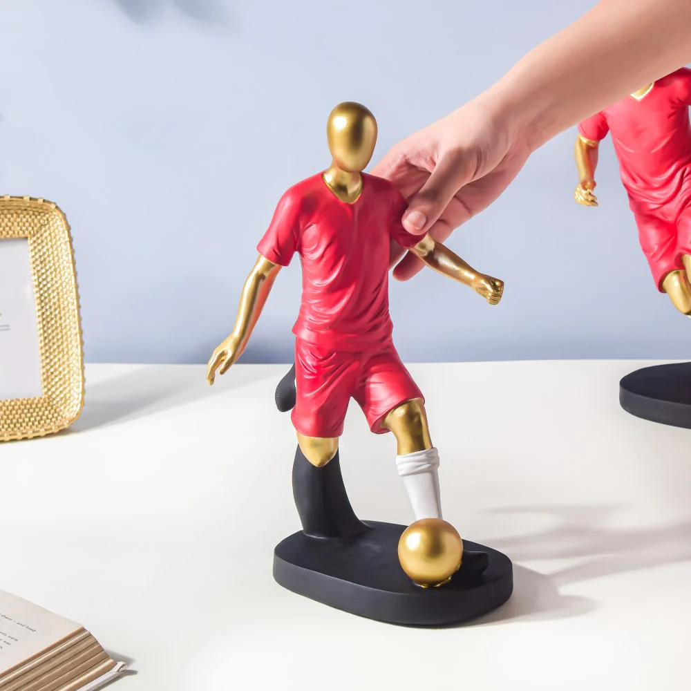 Red Jersey Kicking Footballer Decor Object 11 Inch - Image 2