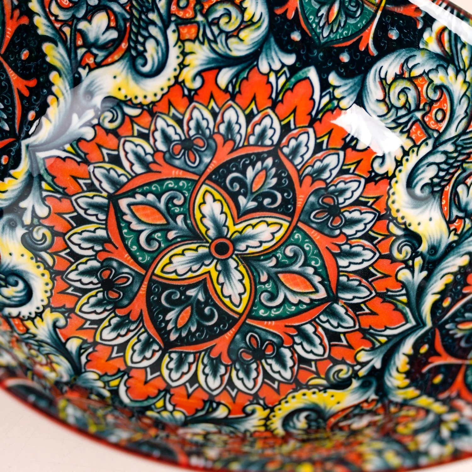 Red Mystic Mandala Ceramic Long Dish 400ml - Image 2