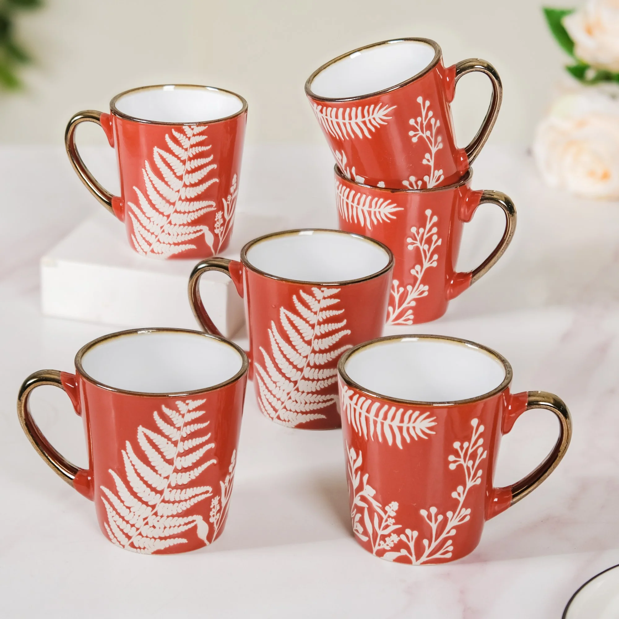 Red Tea Coffee Cup Set of 6 200ml - Image 6
