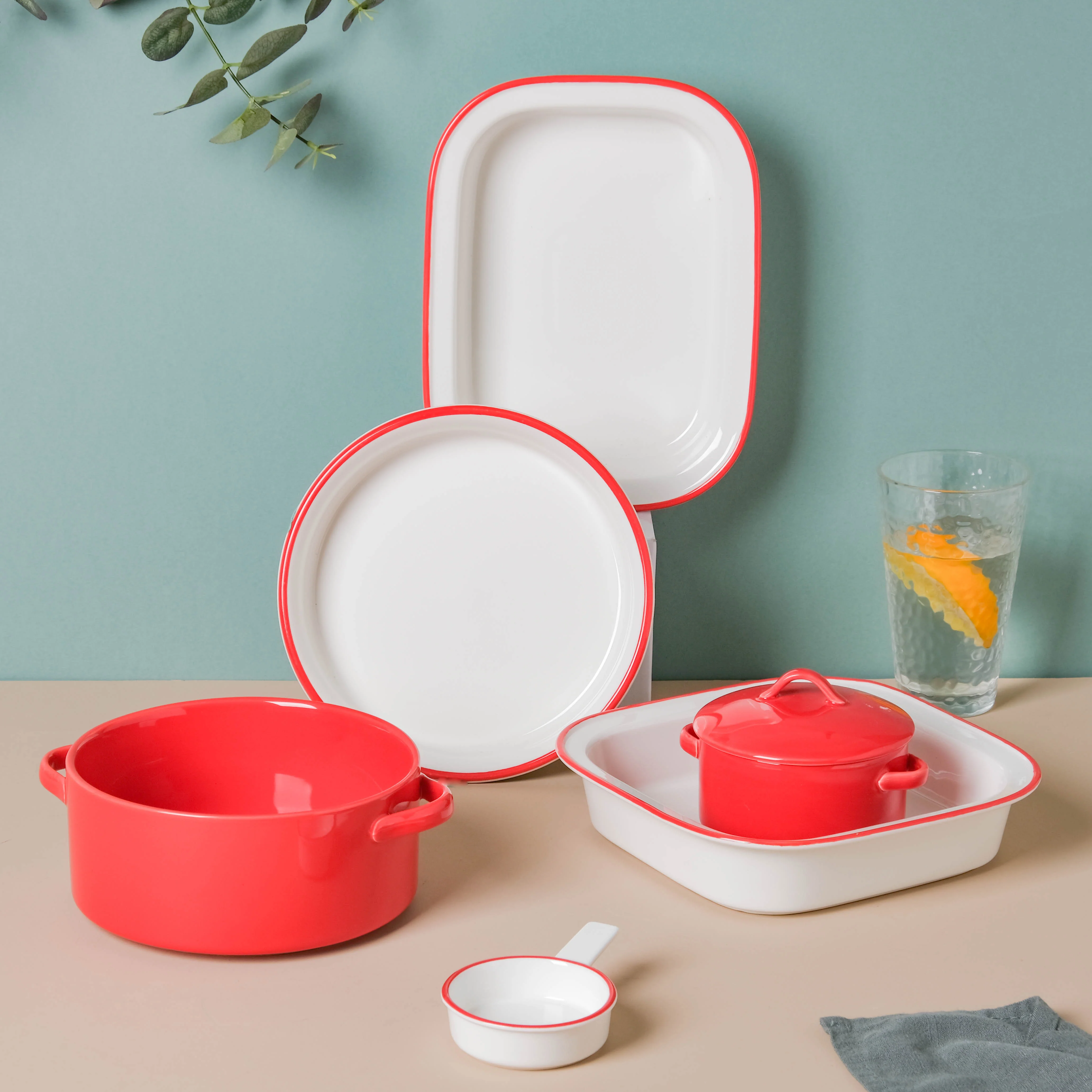 Red Toujours 21 Piece Pasta Snack Set For 6 - Image 2