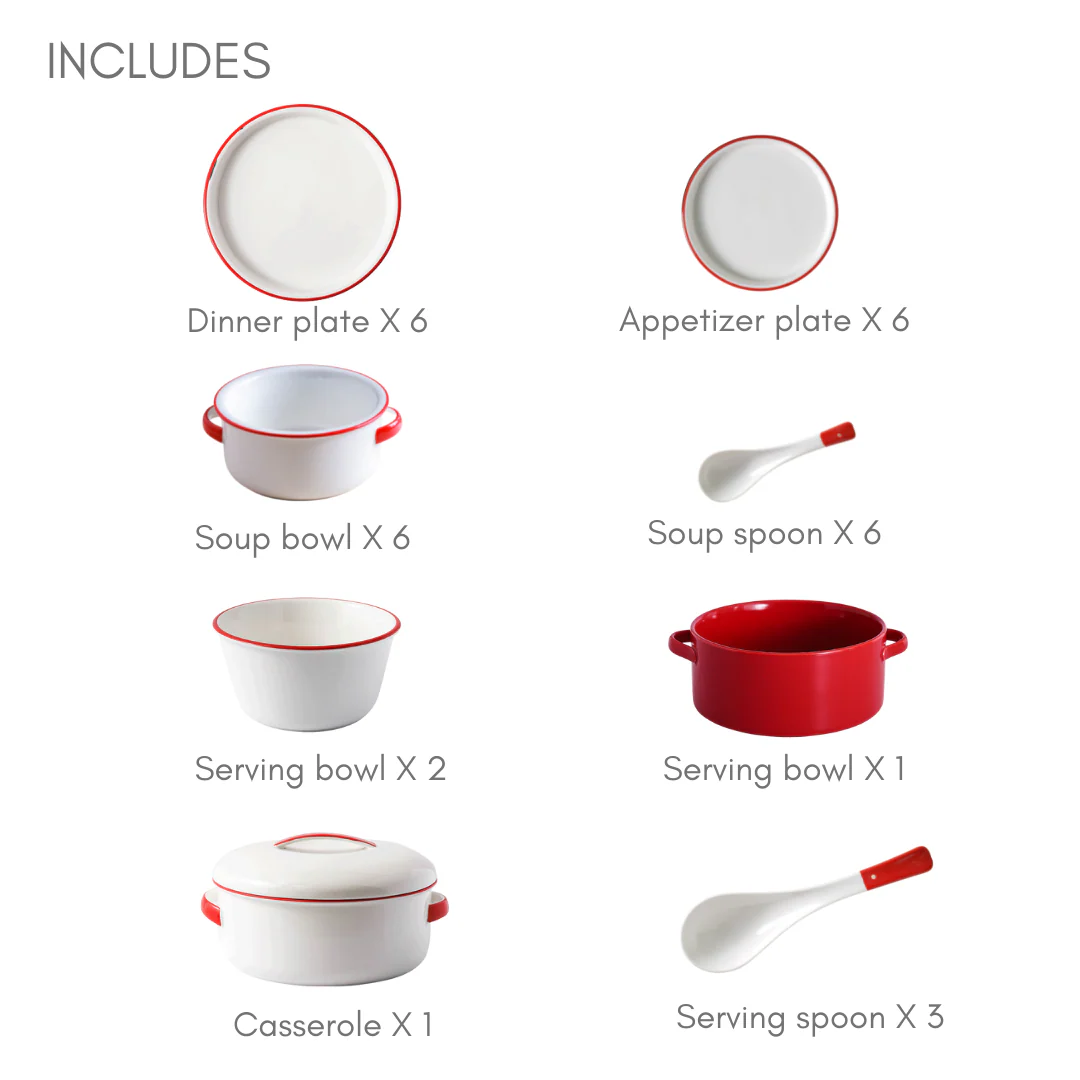 Red Toujours 31 Piece Dinner Set For 6 - Image 23
